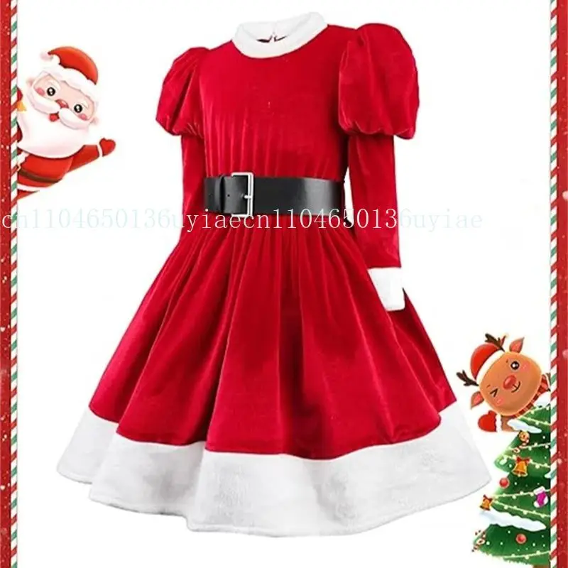 السنة الجديدة للأطفال سانتا كلوز الأحمر تأثيري عيد الميلاد زي فستان فرو دافئ للفتيات كرنفال حفلة يتوهم عيد الميلاد نظرة ملابس الحفلات #3