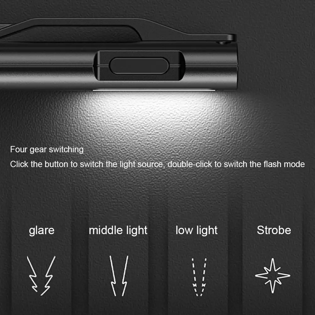 Outdoor Lighting Multifunctional Mini Work Light COB USB Rechargeable 4-Gear Light Source Portable Night Running Camping Ligh