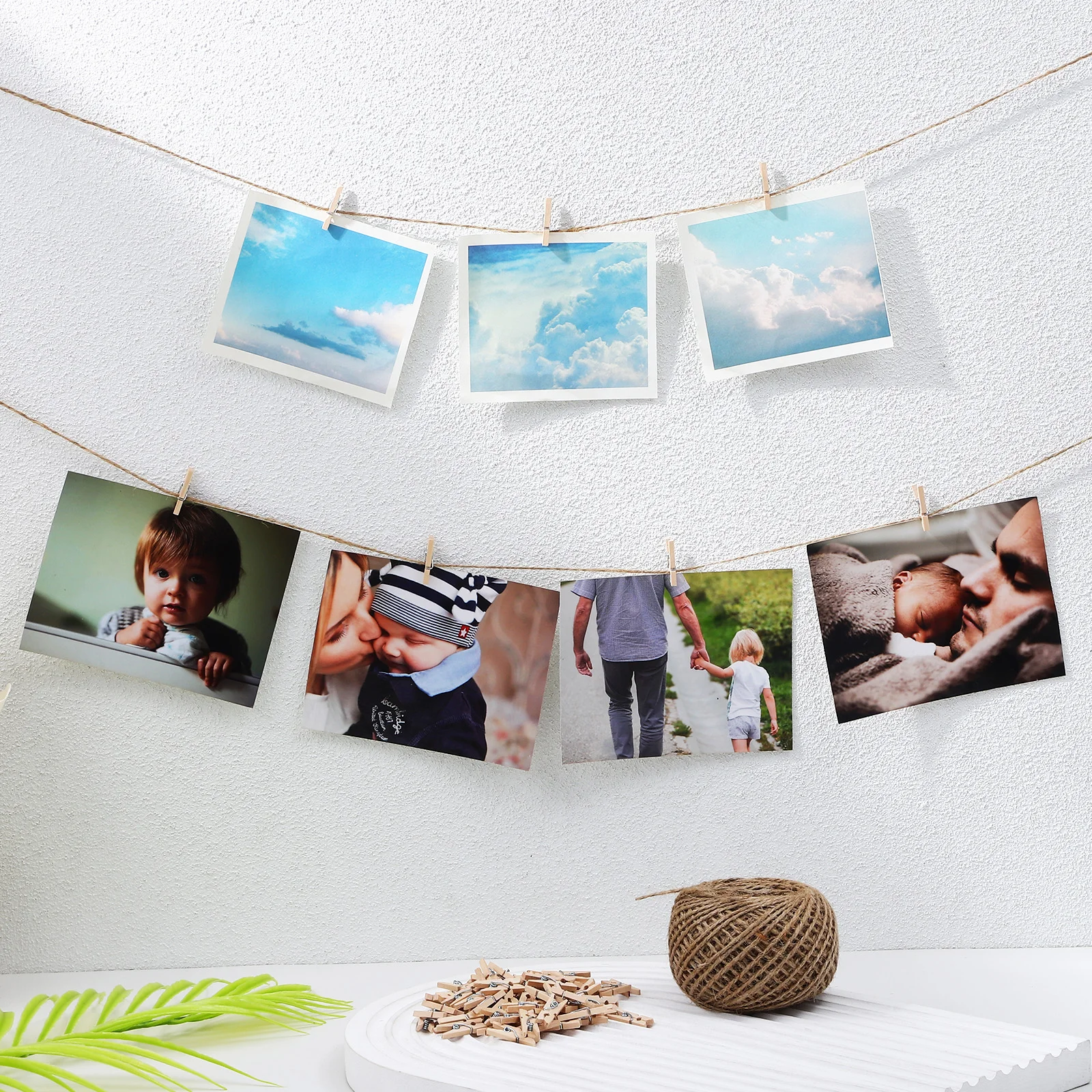 

150pcs 1 Roll Heavy Duty Jute Twine Hemp Rope Natural Packing String Wood Clips Floristry Bundling Garden Gift Wrapping Diy