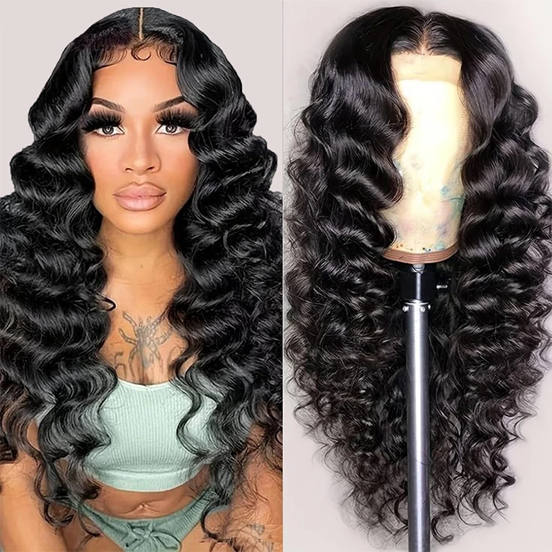 

Loose Deep Wave 13x4 Lace Front Wig Human Hair Curly Wig 100% Virgin Human Hair Pre Plucked Wigs for Women with Natural Hairline
