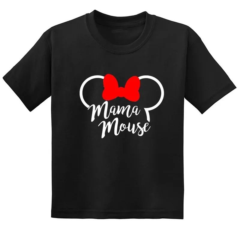 Matching Family Outfits Clothes Family Look MAMA & MINI Mouse Print T shirt Mom Daughter Cotton Tops Baby Girls Cute T-shirt