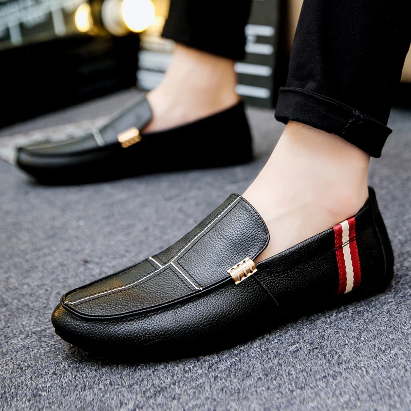 Spring Autumn Men Loafers PU Leather Driving Boat Shoes Slip-On Casual Doug Shoes Moccasin Breathable Soft Male Flats