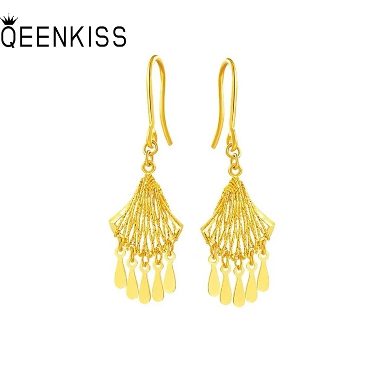 QEENKISS Gold Vintage Water Drop Earrings For Women Wedding Party Birthday Christmas Bride Mother Girlfriend Ladies Gifts EG5455