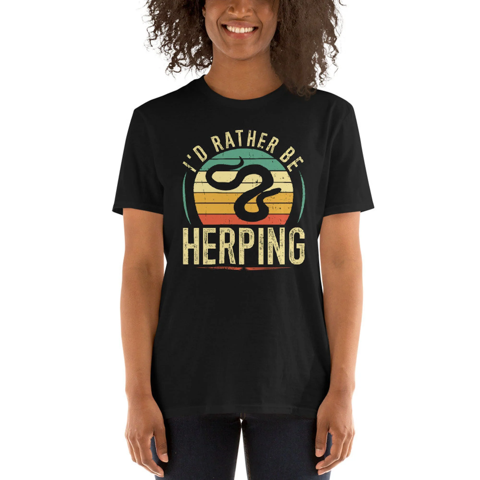 I'd Rather Be Herping Herpetology Snake Vintage Reptiles Unisex T-Shirt