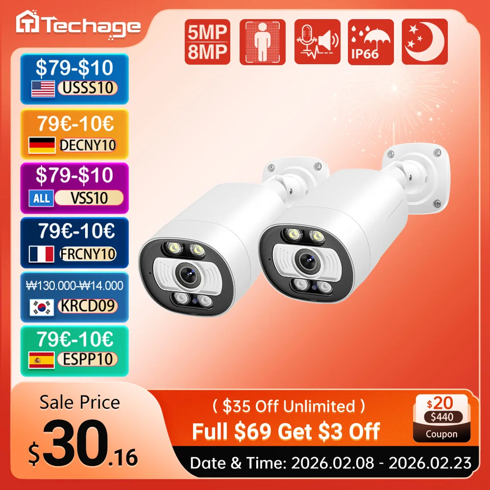 

UHD 8MP 4K Outdoor POE IP Camera AI Smart H.265 Two Way Communication Color Night Vision Home Record Surveillance Camera