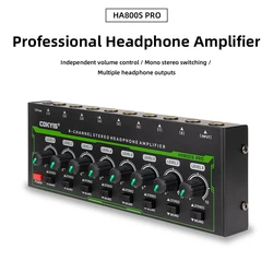 8 Channels Mini Stereo Headphone Amplifier HA800S PRO Ultra-Compact Audio Amplifier With Power Adapter EU/US Plug Adapter