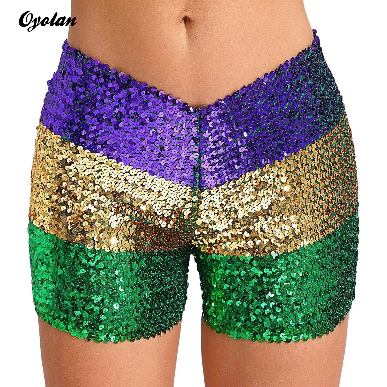 נשים שיער נמוך אלונקה מכנסיים קצרים נוצצים פאייטים נוצצים מכנסיים קצרים לנגל רקוד בר שרבס מסיבת ריקודים