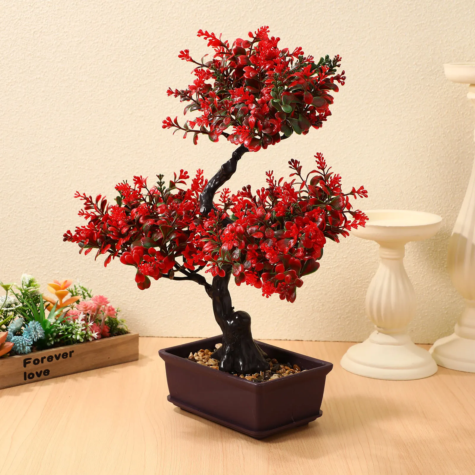 

Artificial Bonsai Tree Indoor Decor Fake Potted Plant Realistic Faux Tree for Desk Home Office Decoration Chinese Style