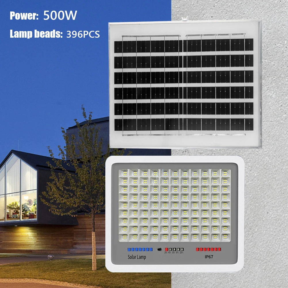 Solar Powered LED Flood Light Auto-On Outdoor Security Lights Multi Modes Outside Spotlights Remote Control for Garden Courtyard