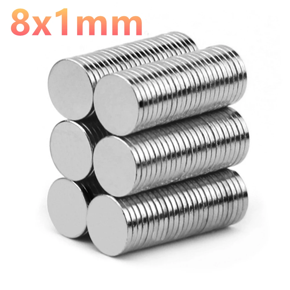 

500pcs Strong Round 8*1mm N35 Rare Earth Neodymium Magnet Art Craft Fridge 8x1mm