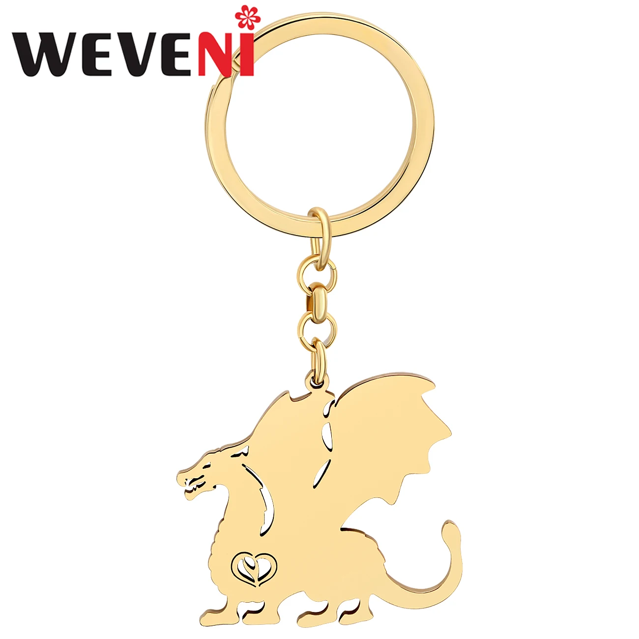 WEVENI Stainless Steel Mythical Dragon Key Chains Jewelry Backpack School Bag Keychains Dinosaur Key Ring Gifts For Womne Girls