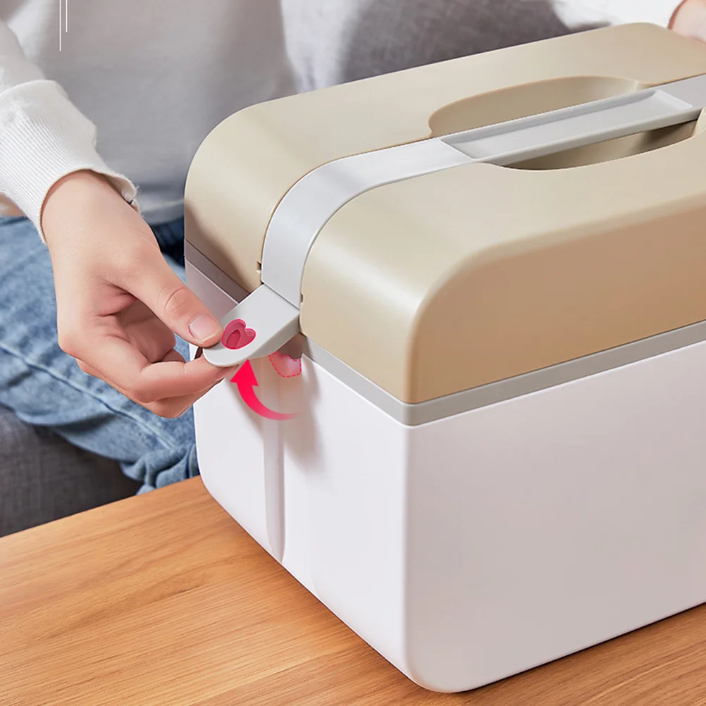 حافظة طبية بلاستيكية للطوارئ كبيرة 5236 طبقة مزدوجة صندوق تخزين متعدد الوظائف منظم أدوية محمول للمنزل #1