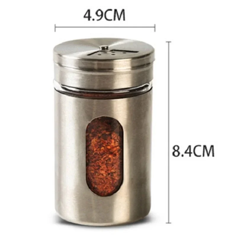 Stainless Steel Spice Jars Seasoning Cans Rotate Cover Salt Pepper Shakers Toothpick Condiment Storage Bottle Kitchen Spice Rack