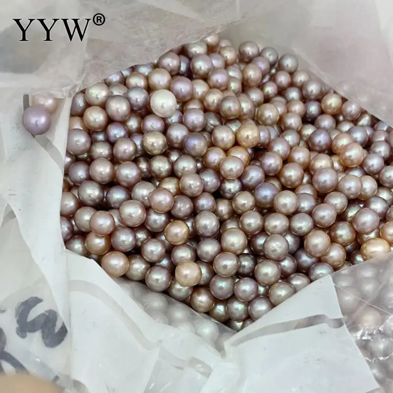 1pcs Natural 7-8mm Cultured Freshwater Pearl Slightly Round Loose Bead No Hole Diy Accessories Wholesale Birthday Gifts