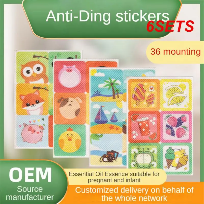 6SETS Plant Mosquito Stickers Traceless Mosquito Stickers Cartoon Mild Mosquito Paste Anti-mosquito Stickers Portable