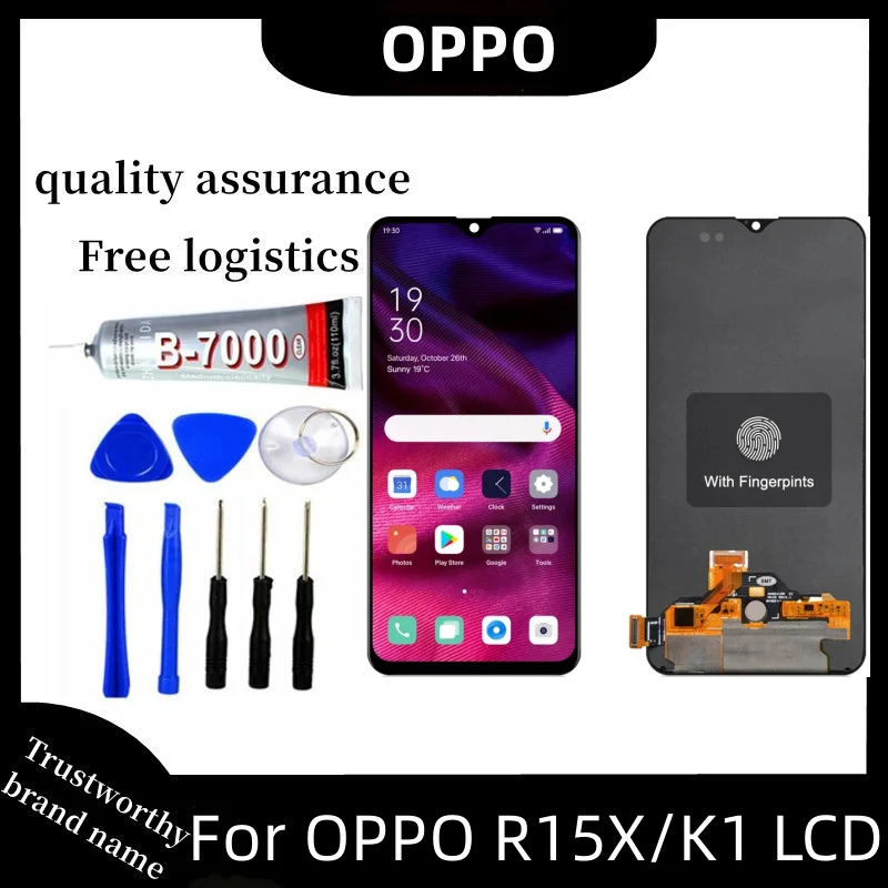 6.4'' Super AMOLED For Oppo R15x PBCM10 PBCT10 LCD Display Screen Touch Digitizer For Oppo K1 PBCM30 Display Replacement