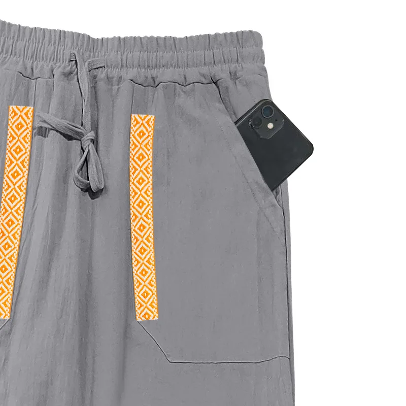 Men's Linen Casual Pants for All Seasons Loose and Breathable Beach Pants Sports Casual Pants Trendy All-match Trousers