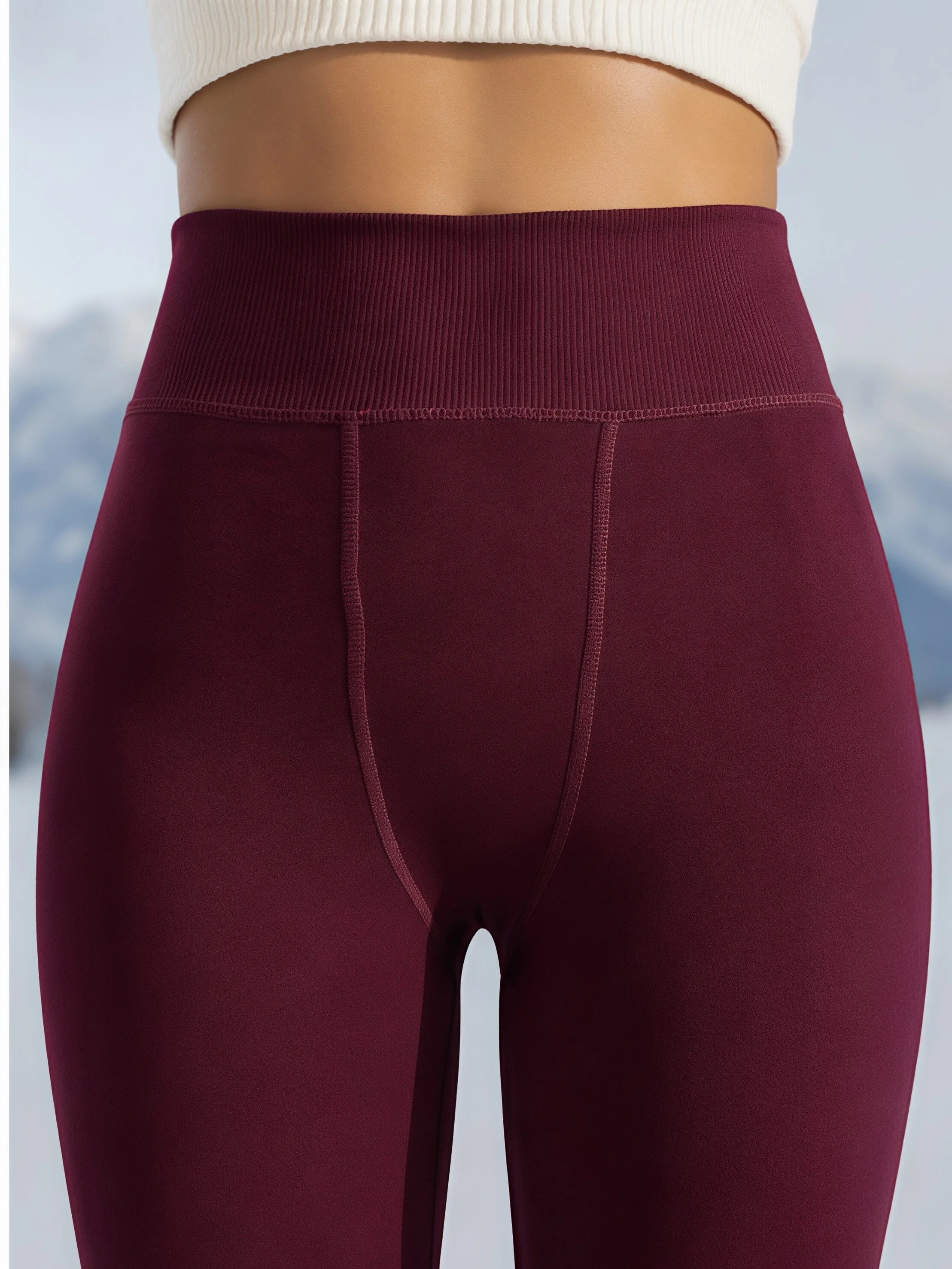 1-Pack Skin Friendly Solid Color Fleece Lined Ankle Length Leggings  Soft High Stretch Comfort High Waist Thick Warm  Base Pants