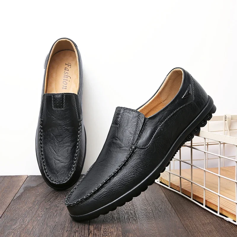 Echt Lederen Bruine Designer Loafers Mannen Mocassins Casual Schoenen Luxe Merk Mannen Slip On Zwarte Rijschoenen Mocasines Hombre