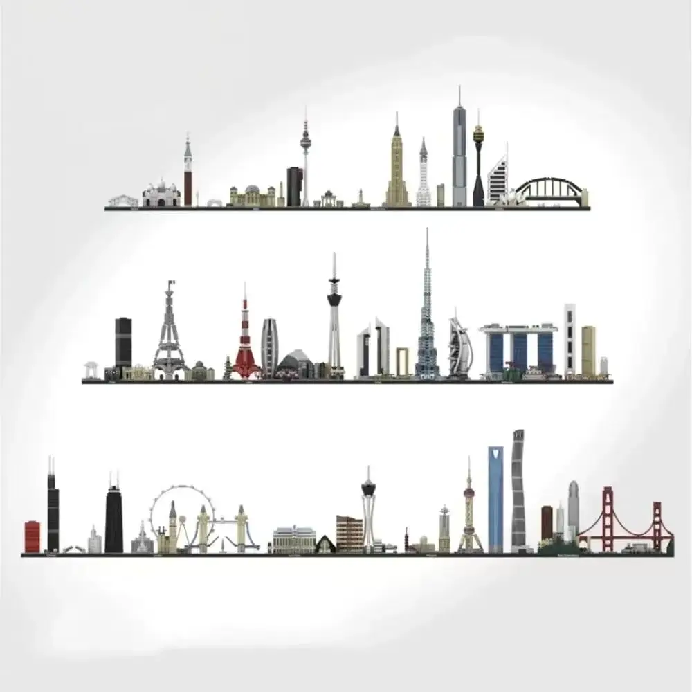 العمارة لندن شيكاغو برلين البندقية سان فرانسيسكو اللبنات نماذج المدينة الكلاسيكية لعب الأطفال هدايا المهرجان