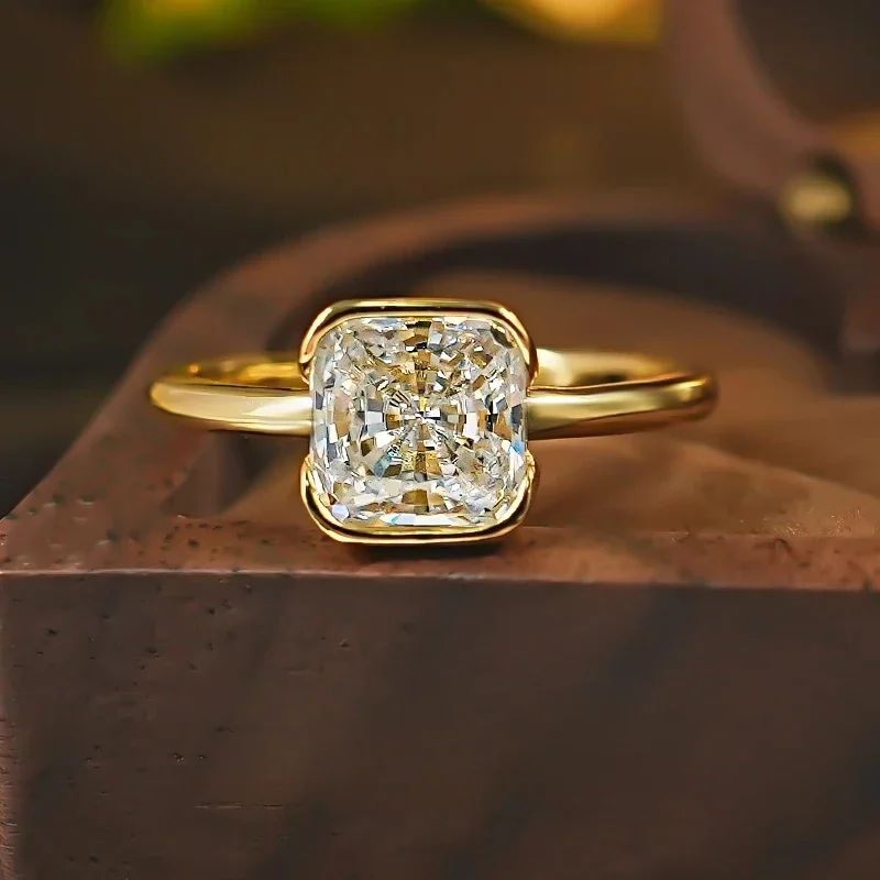 New Single Diamond Ring, Small Cube Candy, Redion Crushed Ice Cutting, 925 Silver Gold-plated, Niche Versatile marry Jewelry