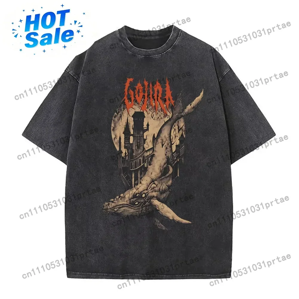 Washed Vintage Metal Rock Band Gojira T-shirt From Mars To Sirius T-shirts Men's Women Gothic Punk Oversized T Shirts Streetwear