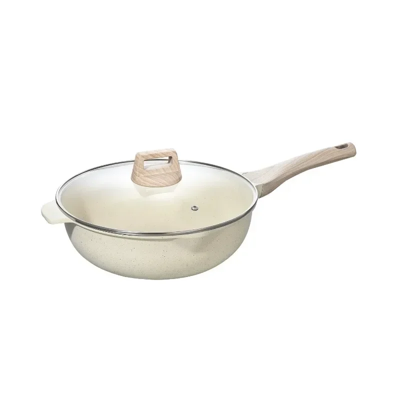 Household wok, flat-bottomed cooking pot set, induction cooker, gas stove universal