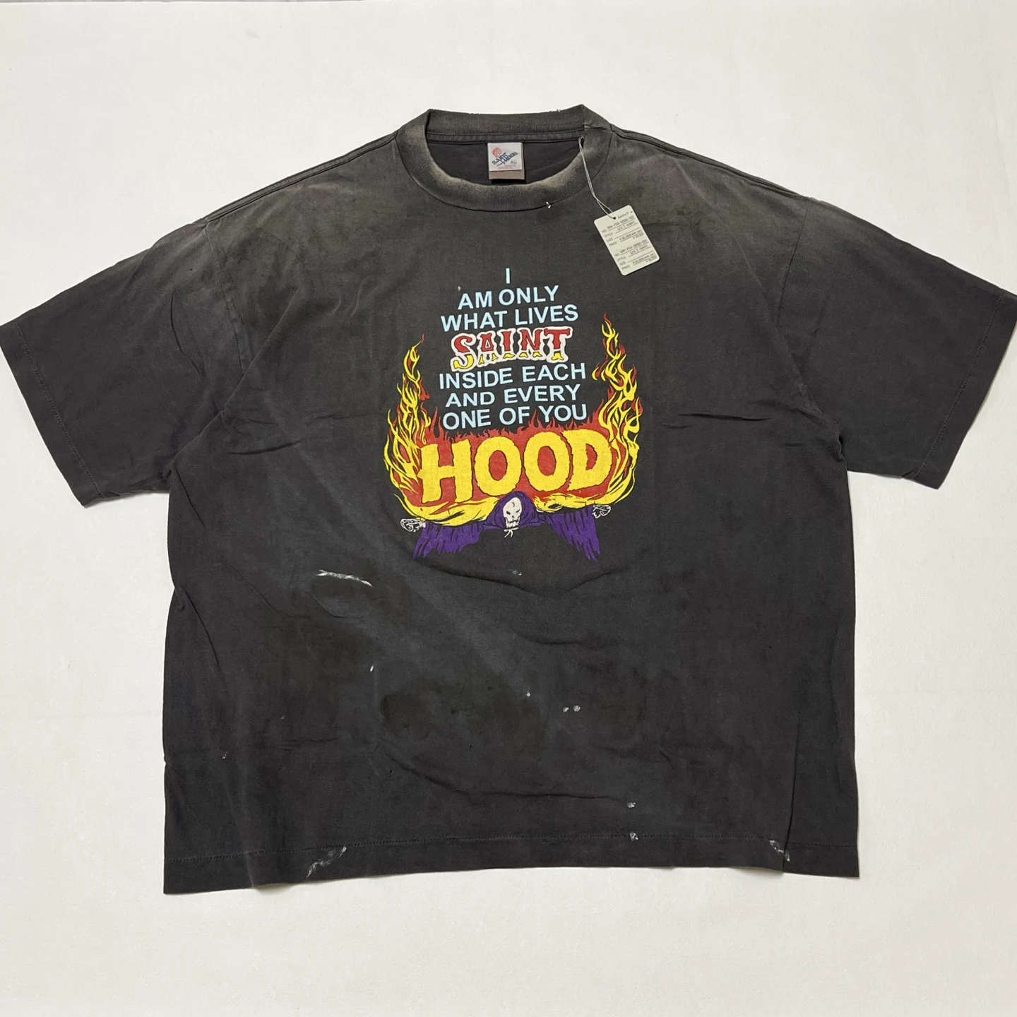 

NBHD Saint Flame Wing Print T Shirt Men Women 1:1 High Quality Washed Tee Tops T-Shirt