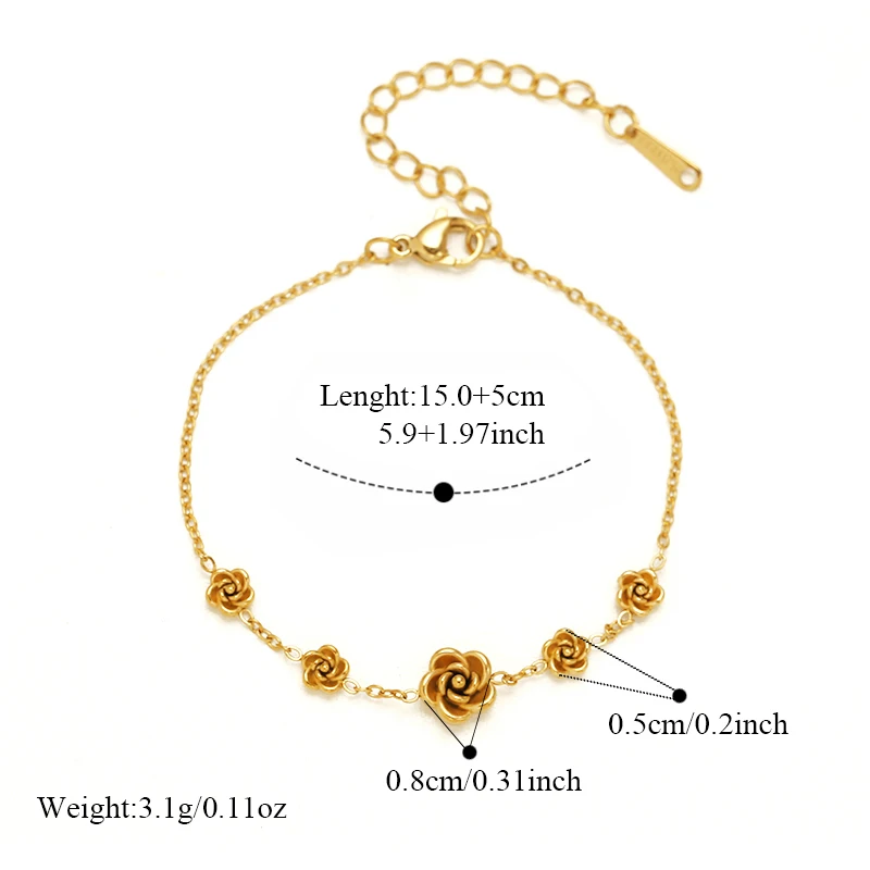 EILIECK 316L Edelstahl Goldfarben Blumen-Herz Halskette Armband Ohrringe Set für Damen Trendiger Wasserdichter Schmuckset Geschenk – Detail 17