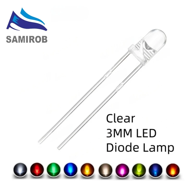 100pcs 3mm LED Diode Ultra Bright Warm White Red Green Blue UV Purple Yellow Orange Pink 2V 3V Multicolor Emitting Assortment