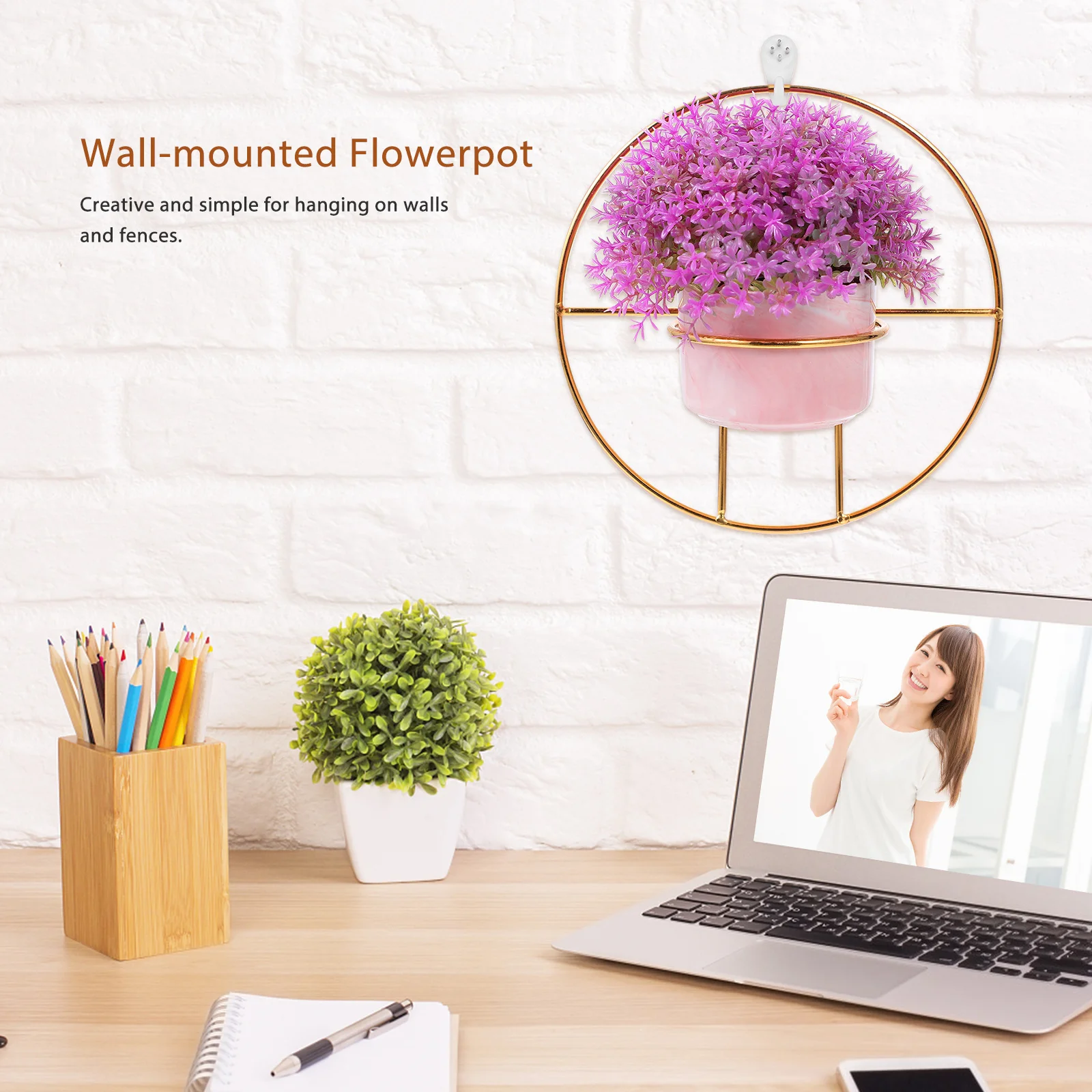 

1Pcs Hanging Flowerpot Wall-Mounted Flowerpot Ornament for Home Decor Smooth Elegant Flower Pot Decoration Wall Ornament