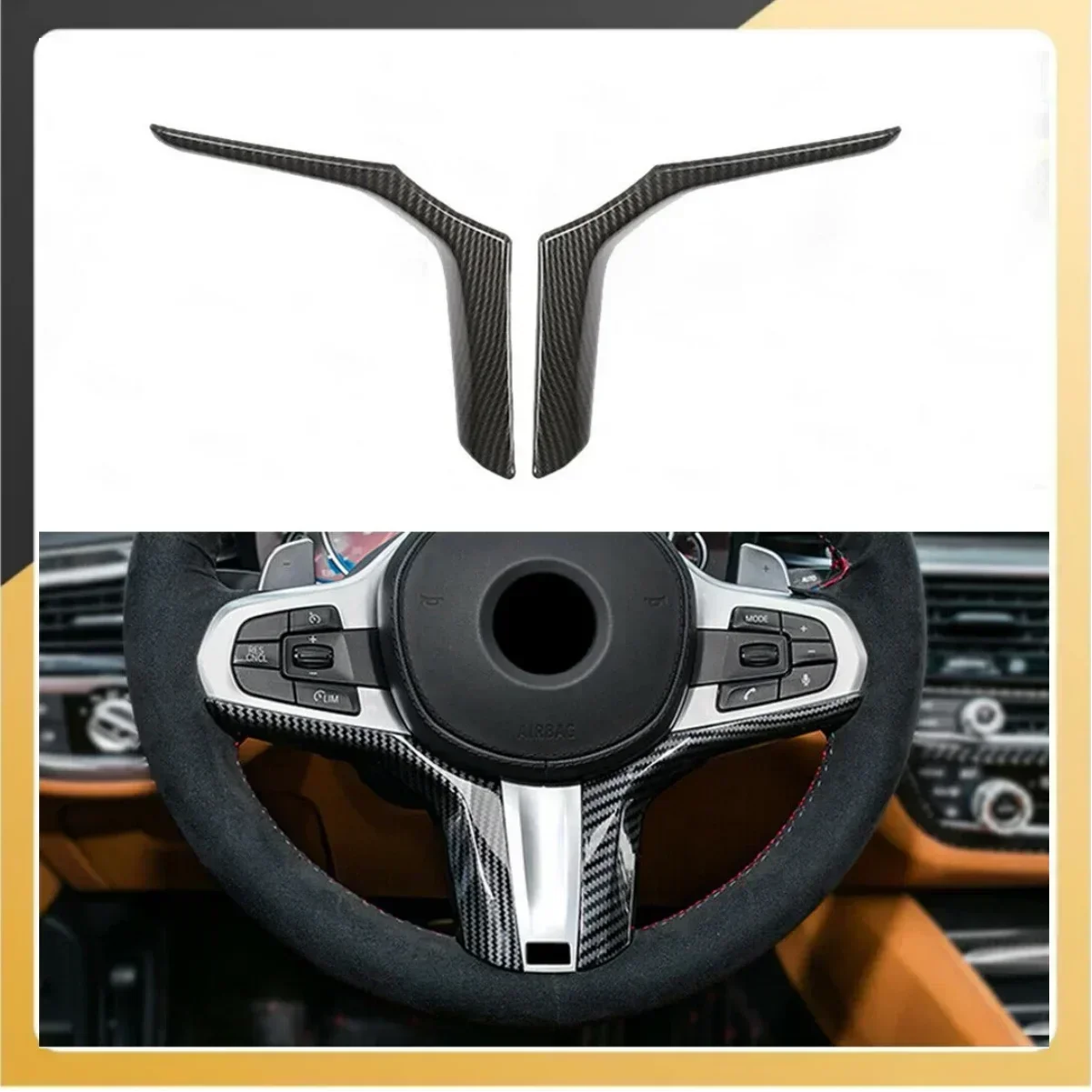 2x Carbon Fiber Steering Wheel Switch Trims Accessories For BMW M Sport X3 X6 X7 3 Series G20 2019 2020 Replacement Car Part