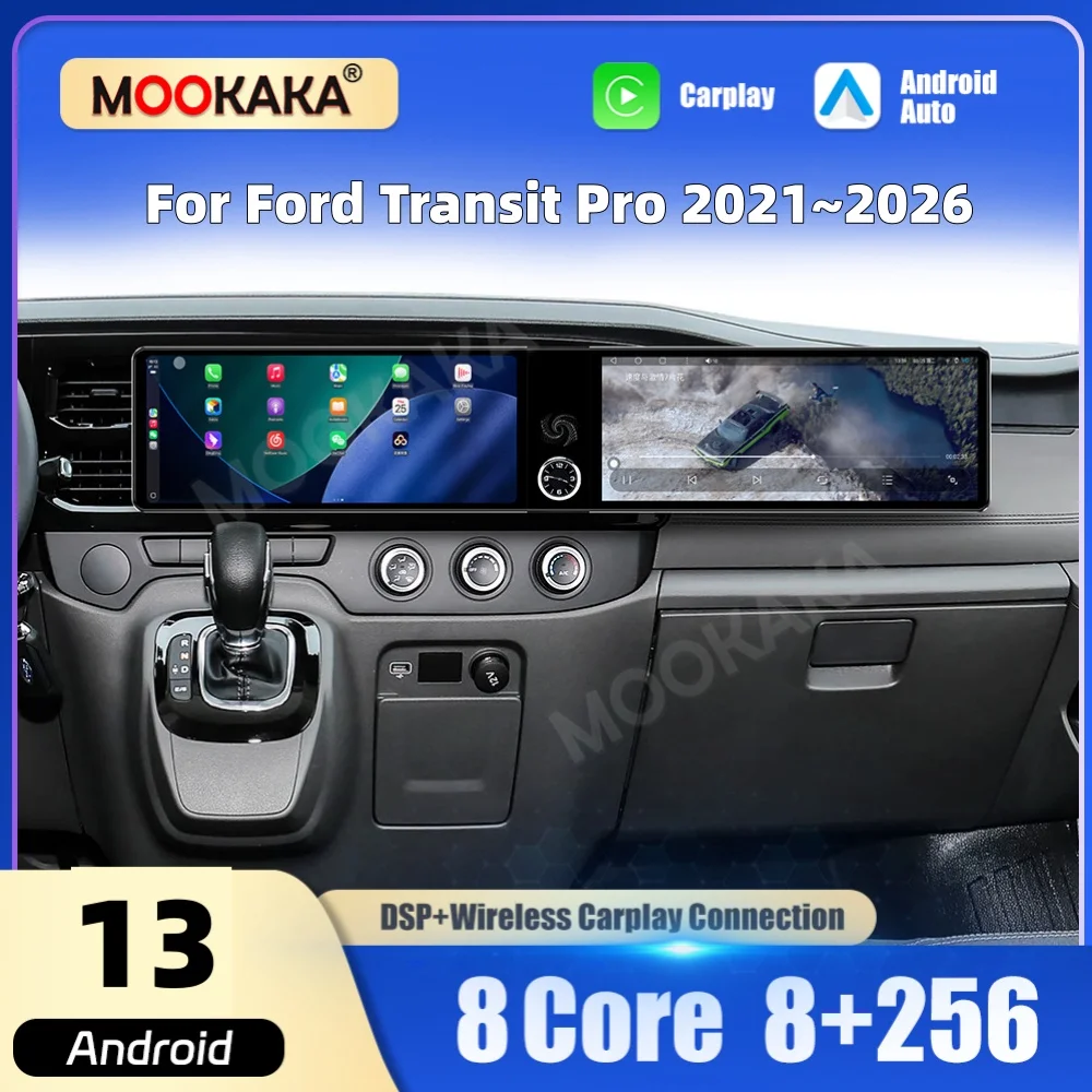 

Dual 12.3“ Car Multimedia Player Android Screen For Ford Transit Pro 2021~2026 Car Radio GPS Navigation CarPlay Auto Head Unit