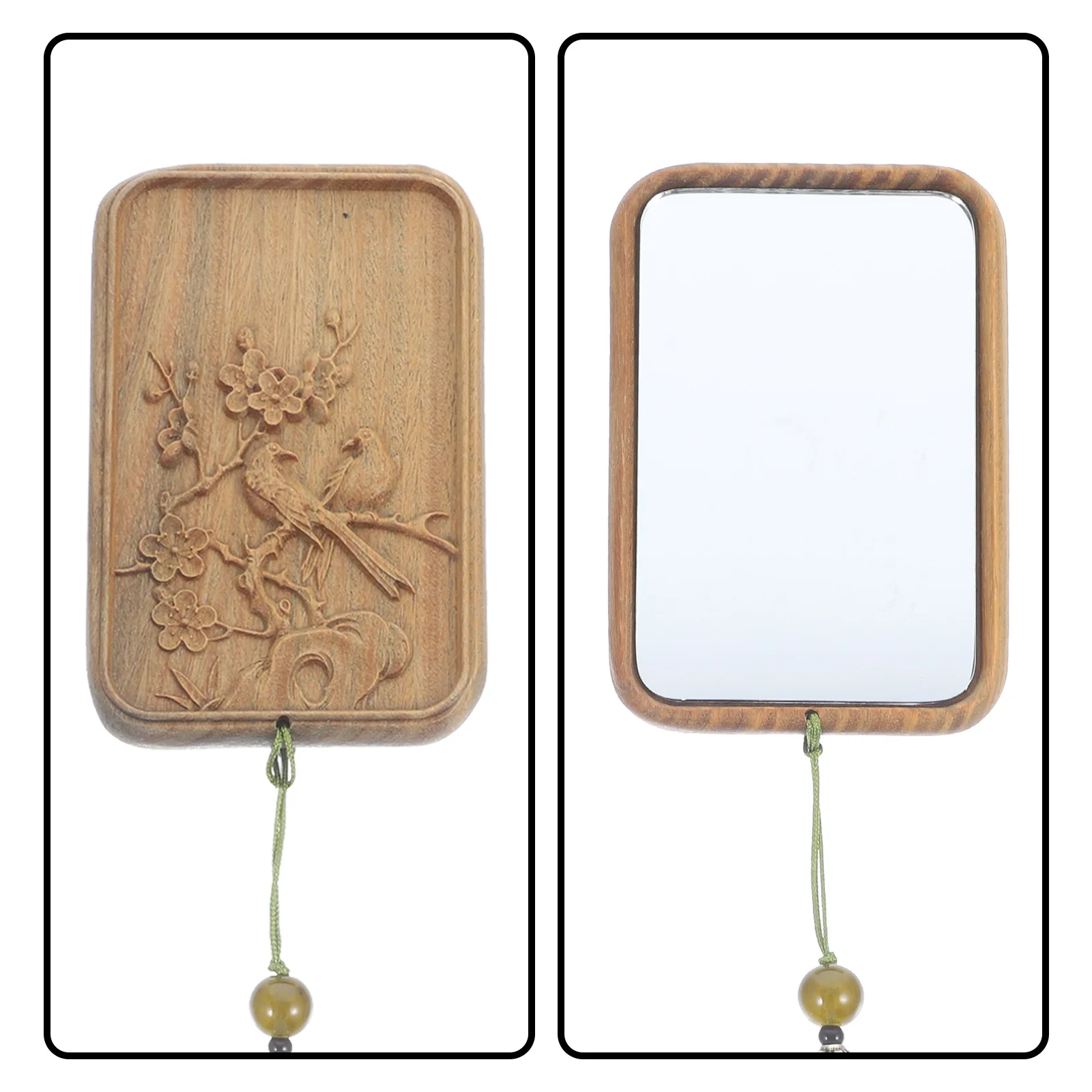 مرآة مكياج خشبية مدمجة محمولة صغيرة الحجم للنساء، أساسيات السفر، مرآة محمولة قابلة للطي من أجل اللمس أثناء التنقل #1