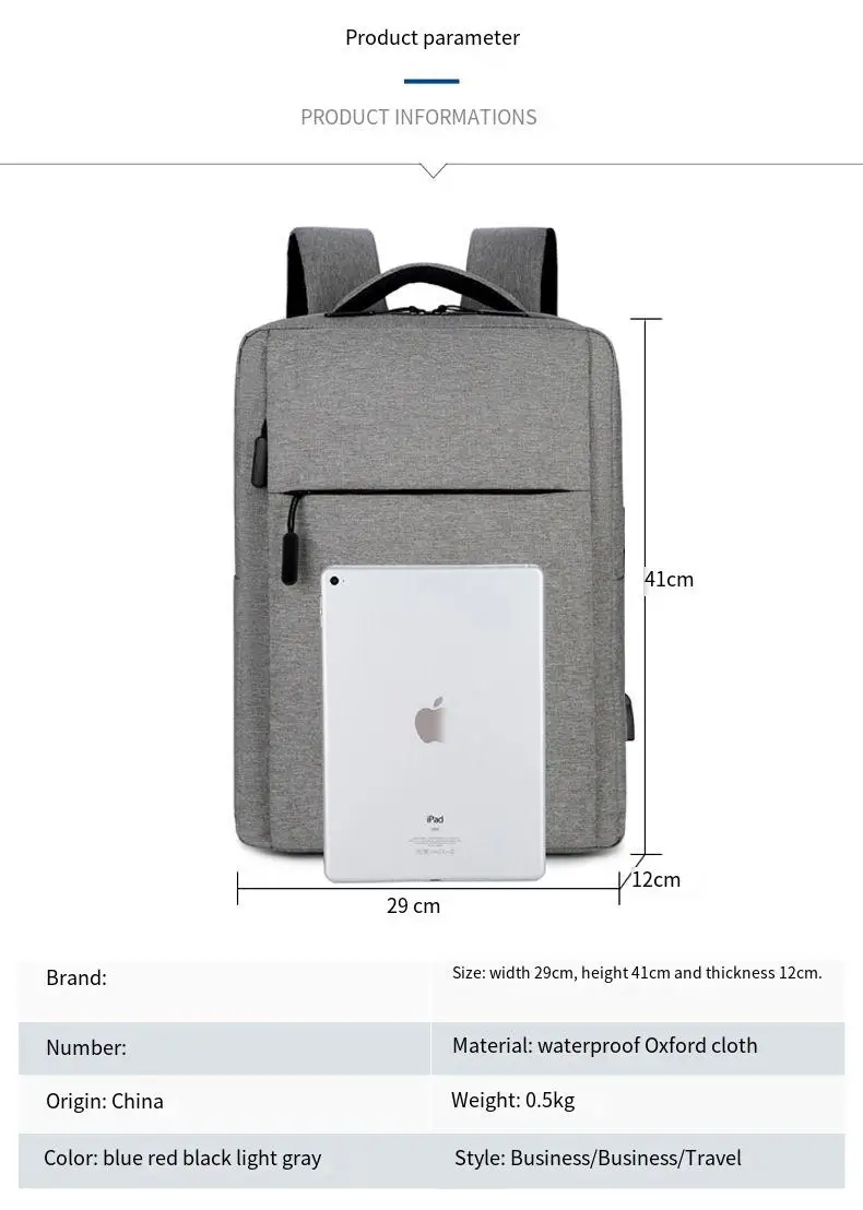 Verbesserter Computer-Rucksack, Dual-Umhängetasche, Notebook-Rucksack, Geschenktasche mit USB-Aufladung für Business-Laptoptasche