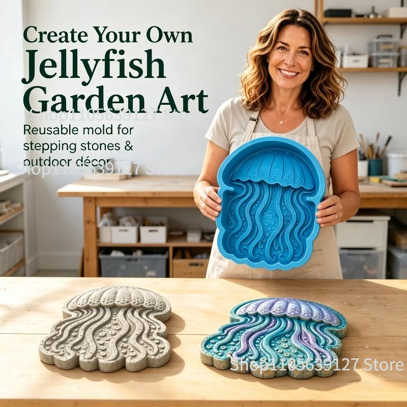 Reusable Ocean Theme Stepping Stone Silicone Mold DIY Garden Path Cement Mould Sea Turtle Octopus Shark Pattern Concrete Mold