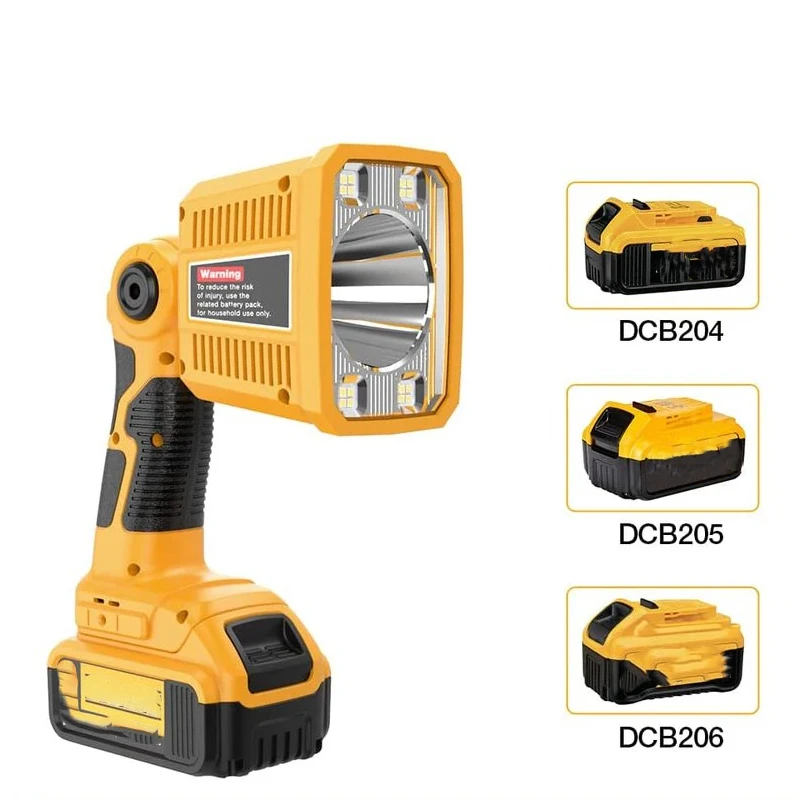 Imagem -05 - Adaptador de Luz do Trabalho da Lâmpada da Ferramenta do Diodo Emissor de Luz para a Bateria do Li-íon de Dewalt 18v 20v 1250 Lúmen Lanterna sem Fio Spotlight com Usb