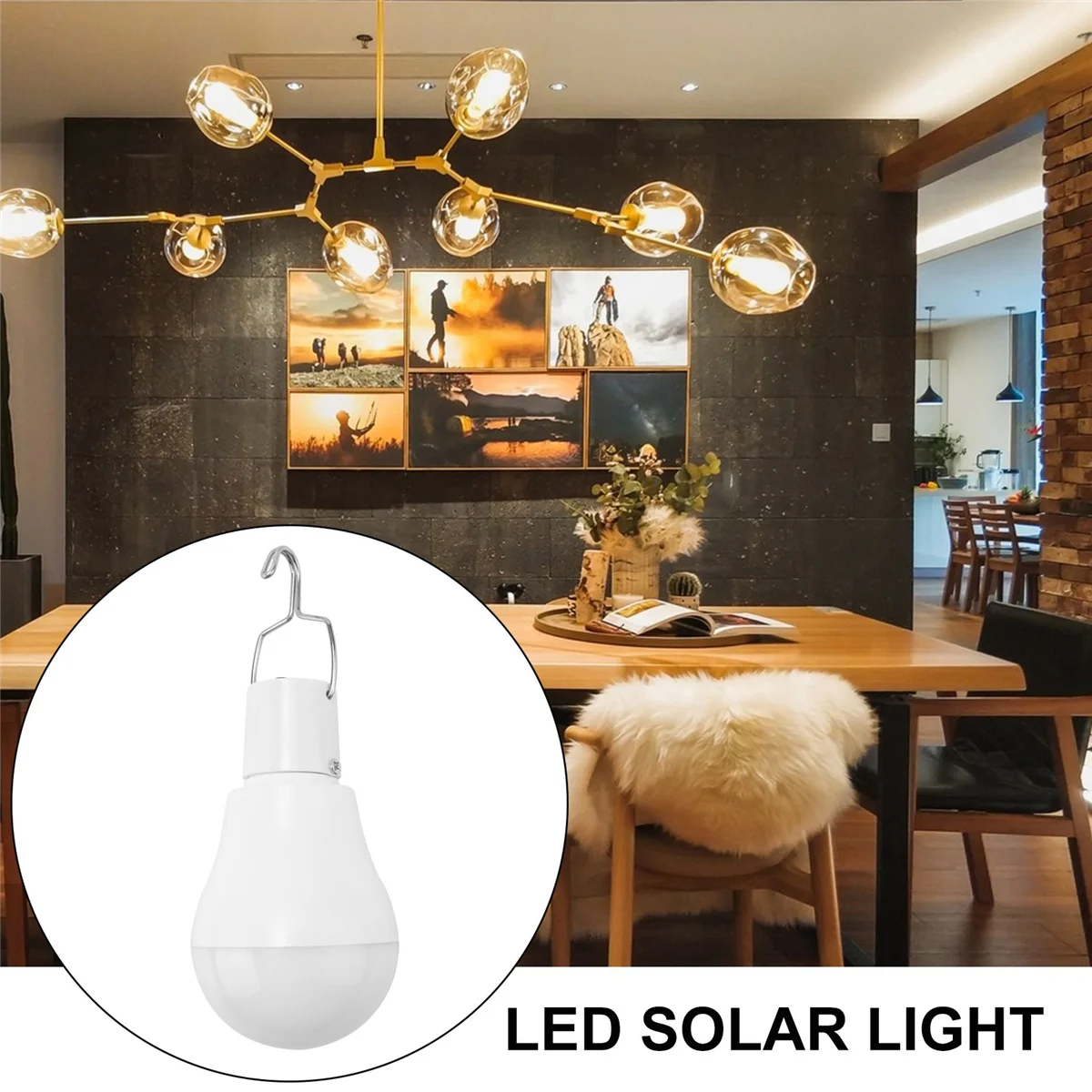 Portable LED Solar Light 15W Bulb LED Lamp USB Rechargeable Solar Powered Outdoor/Indoor Travel Camping Garden Light