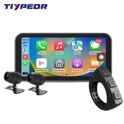 TIYPEOR 6.25 pollici portatile moto Wireless CarPlay Android Auto Smart Player navigazione GPS WIFI BT IPX7 con DVR Cam