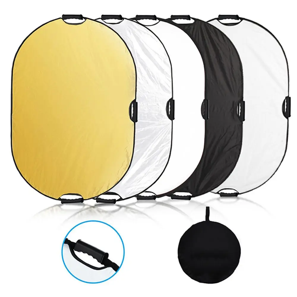 Difusor de luz de fotografía reflector plegable ovalado multidisco 5 en 1 de 100x150cm