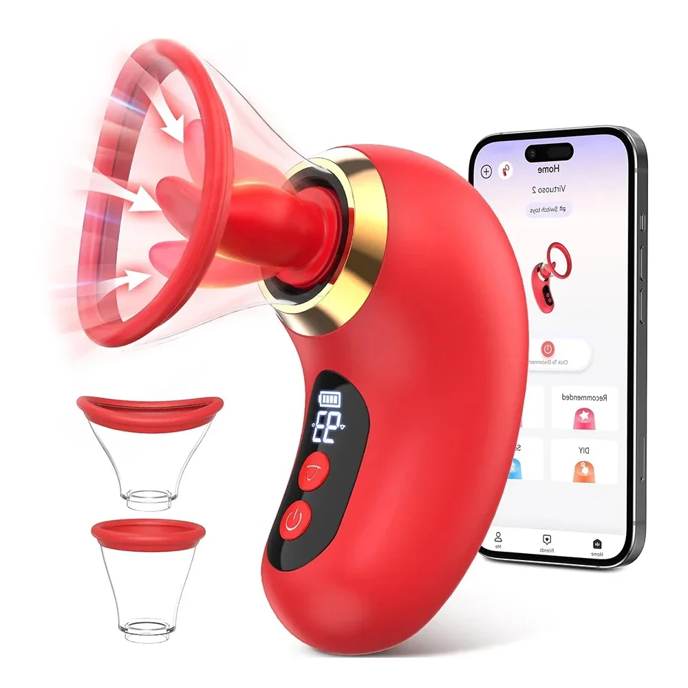 Nowa bezprzewodowa aplikacja kobieta sutki łechtaczka lizak język wibrator orgazm pochwa ssący stymulator masturbator zabawki erotyczne dla par