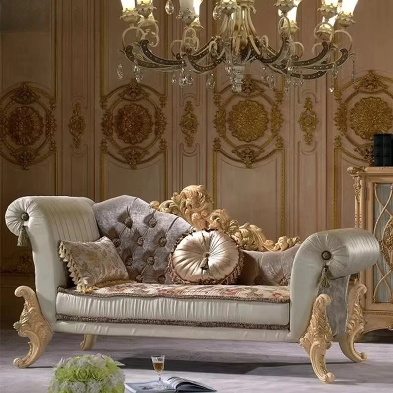 Antique Hand Carved Wood Furniture - Luxury Royalty Solid Wood Handcraft Chaise Lounge
