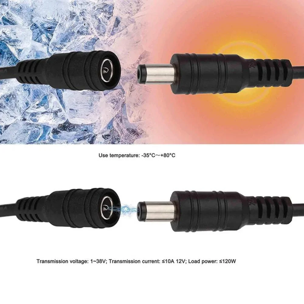 DC12V Power Extension Cable 5.5mm*2.1mm Connector Male To Female For LED Lamp CCTV Security Camera Power Cable Cord Black