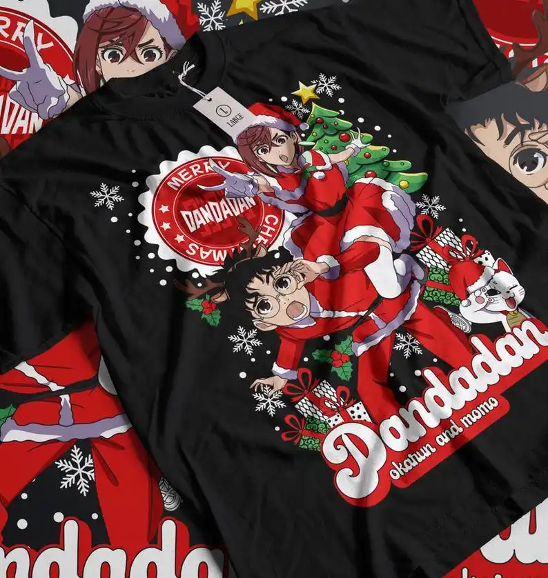 Momo Ayase Dandadan Anime Christmas T-Shirt Japanese Graphic Tee Perfect Gift For Anime Fan All Size
