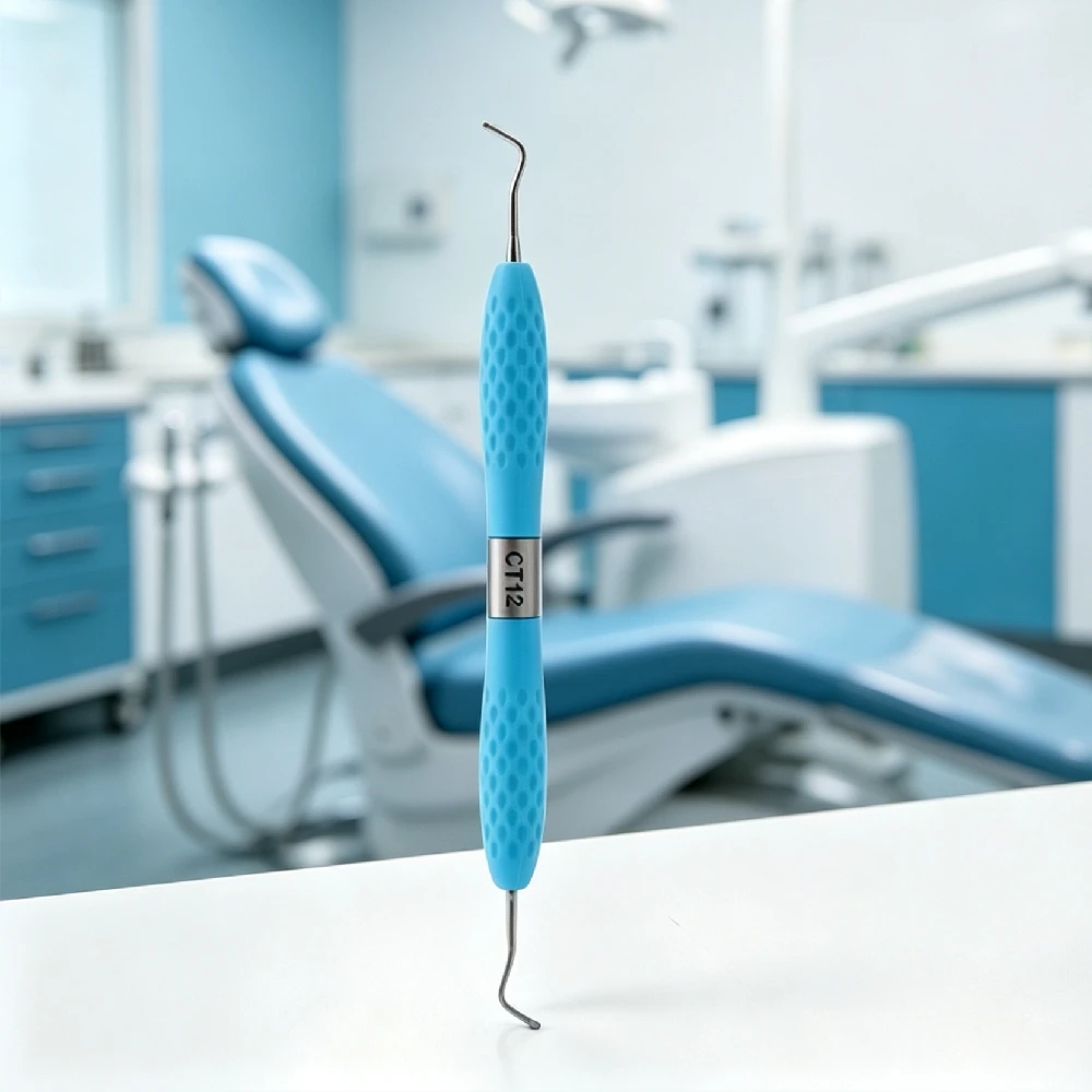 AZDENT Dental-Restaurationsinstrument CT12: Zahnschmelzmeißel, Löffel, Excavator, Gingivale Kantenformer, Cord-Packer, Reparatursonde – Detail 2