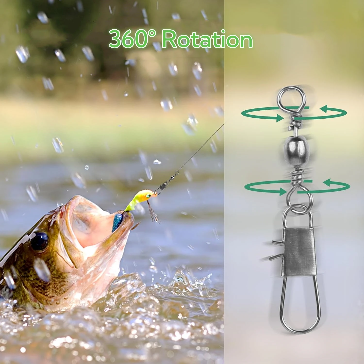 50/200pcs Barrel Snap Swivel Fishing Accessories, Gear with Ball Bearing Swivels Snaps Connector for Quick Connect Lures image 5