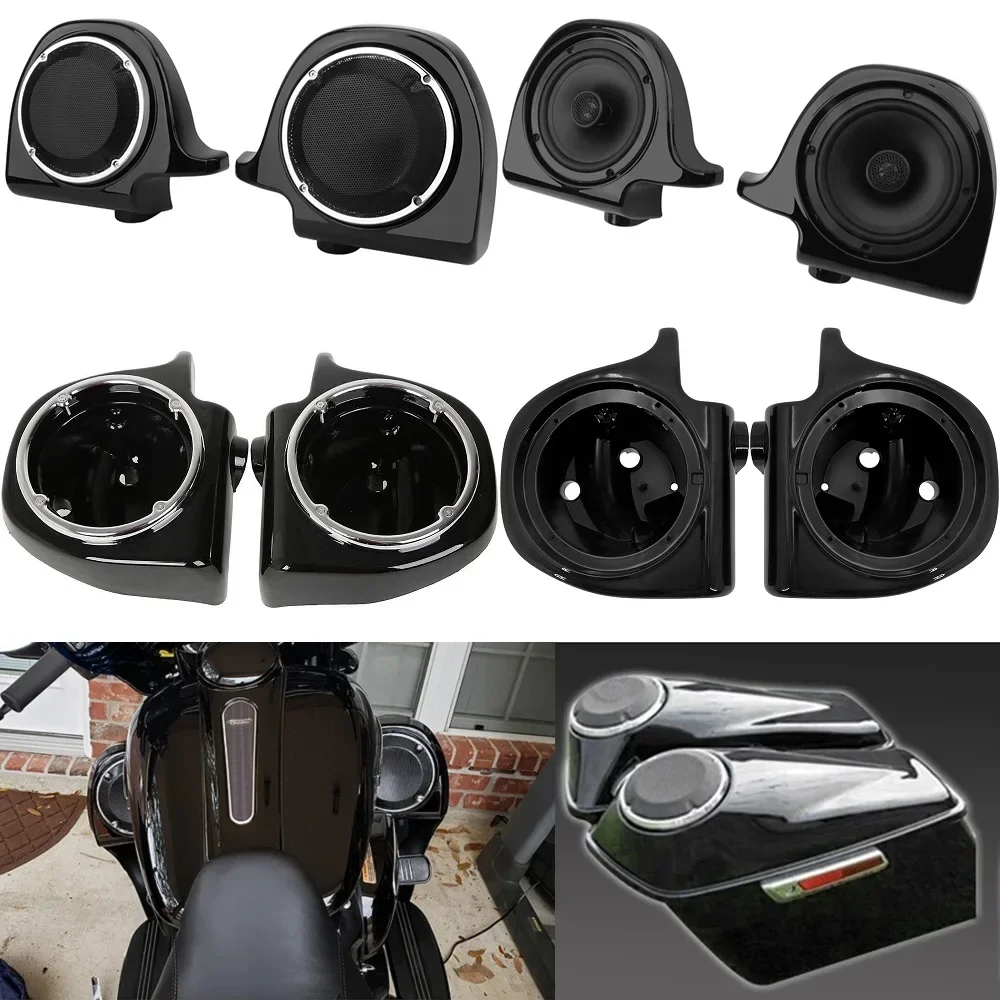 Alforje rígido para motocicleta, 6.5 polegadas, tampa, buzina, carenagem, caixa de alto-falante, anel de som, grelha, capa para harley touring 1988-up