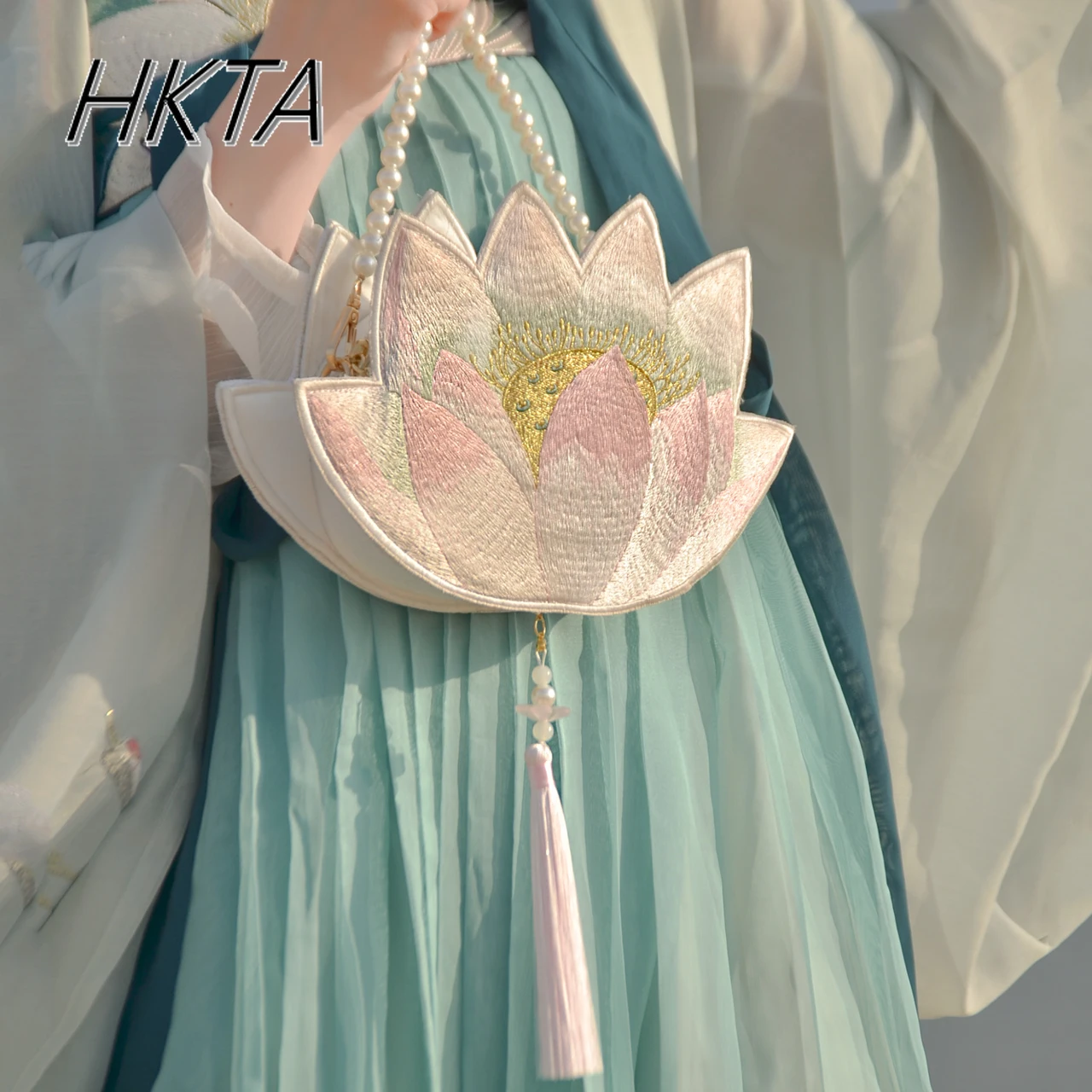 

Original Genuine Hanfu Bag Antique Embroidery Sweet Lotus Cross-body Antique Bag Spring Summer New Chinese Style Small Handbag