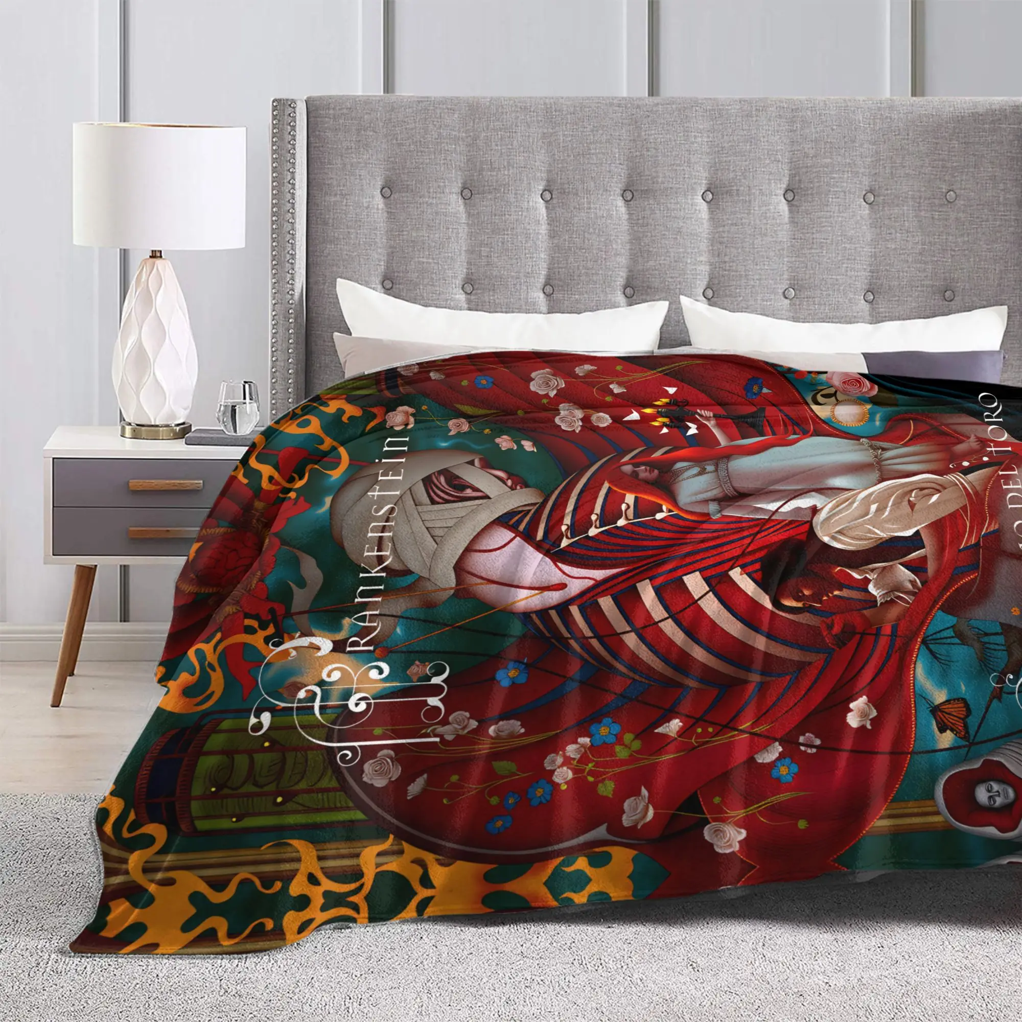 فيلم فرانكنشتاين الوحش الملصقات الفانيلا بطانية دافئة لينة رمي بطانية للخارجية نزهة الجدة المفرش أريكة غطاء سرير #3