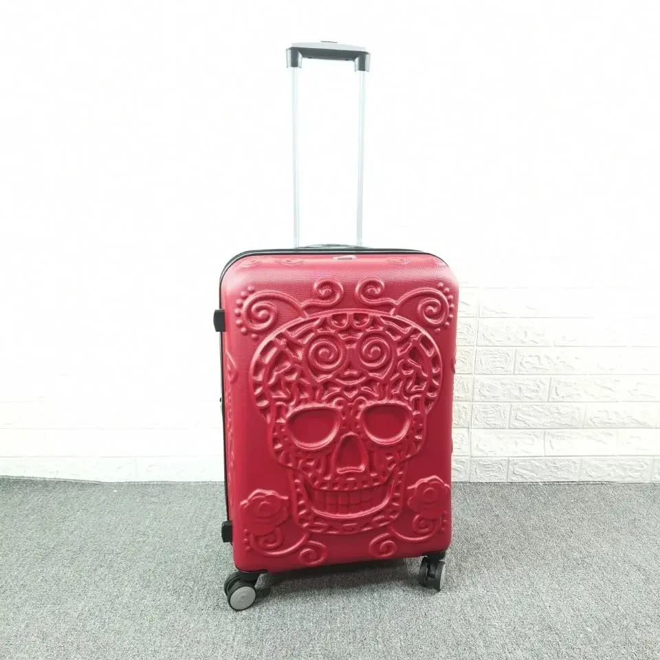 Creative 3D Skull Rolling Luggage Spinner 28inch Suitcase Wheels 20 Inch Black Carry On Trolley High Capacity Travel Bag